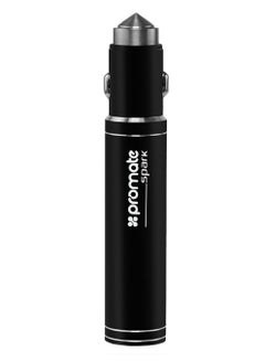 2-In-1 Aluminum 12V USB Car Charger With Emergency Hammer And Power bank Black