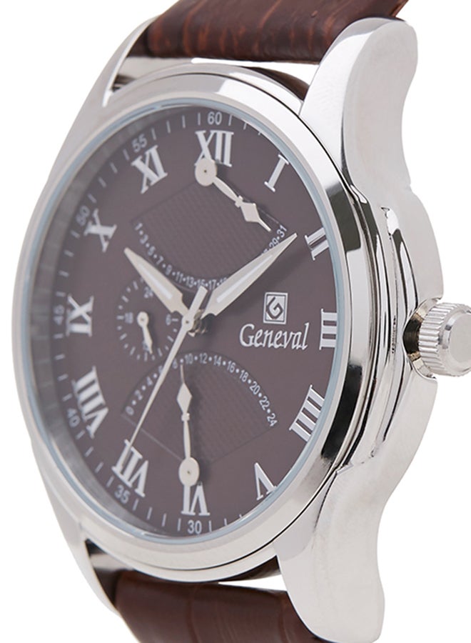جينيفال من سويسرا ساعة يد بعقارب طراز GL1617WOO - 37 مم - لون بني للرجال - Image 3