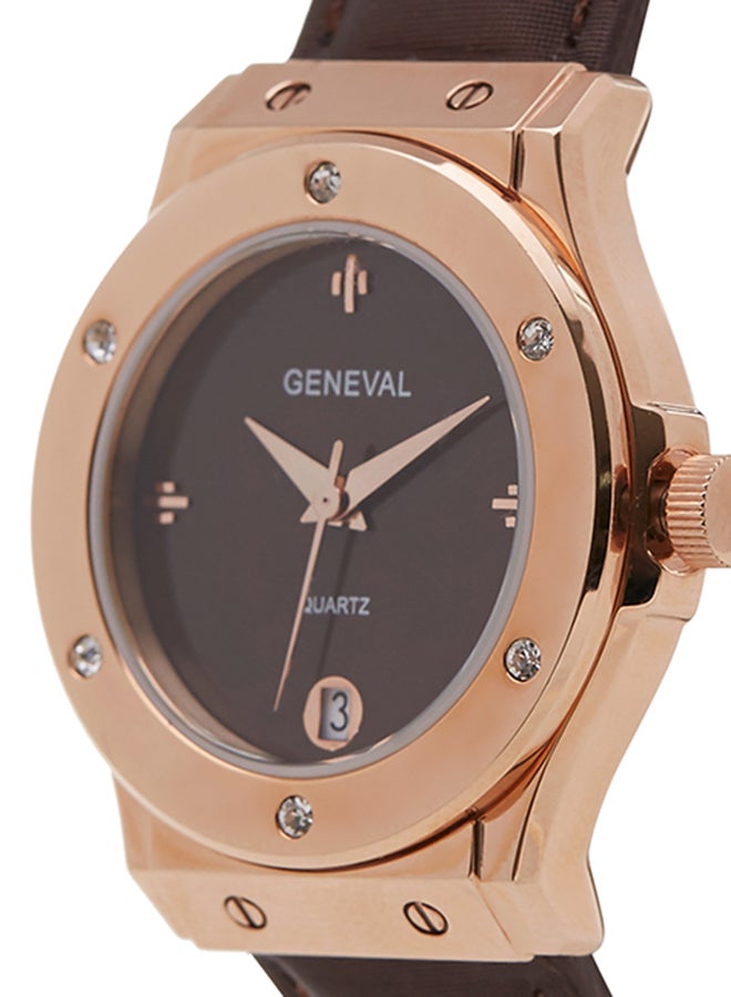 Geneval of Switzerland Women's Analog Wrist Watch GLS1612ROO - 33 mm - Brown - Image 3