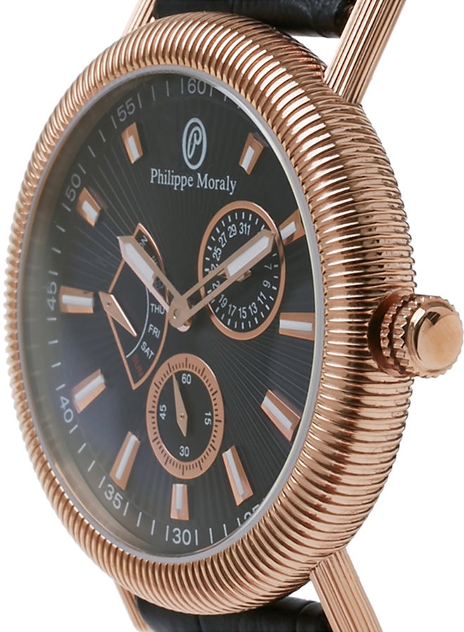 Philippe Moraly of Switzerland - Men's Analog Wrist Watch L1471RBB - 36 mm - Black - Image 1