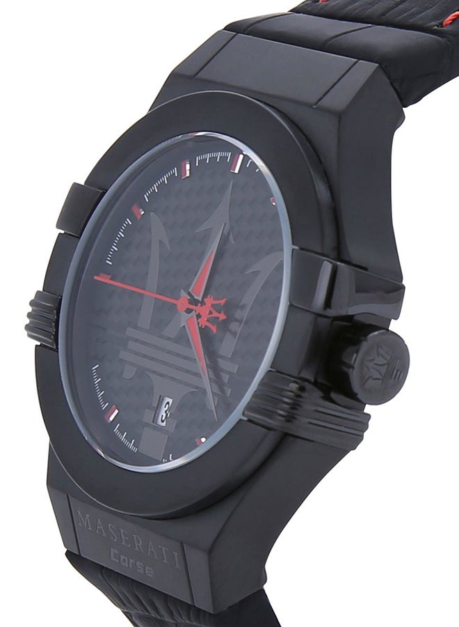 مازيراتي ساعة يد بوتنزا كوارتز بسوارمن جلد التمساح المزين بنقوش بارزة طراز R8851108010 men - Image 2