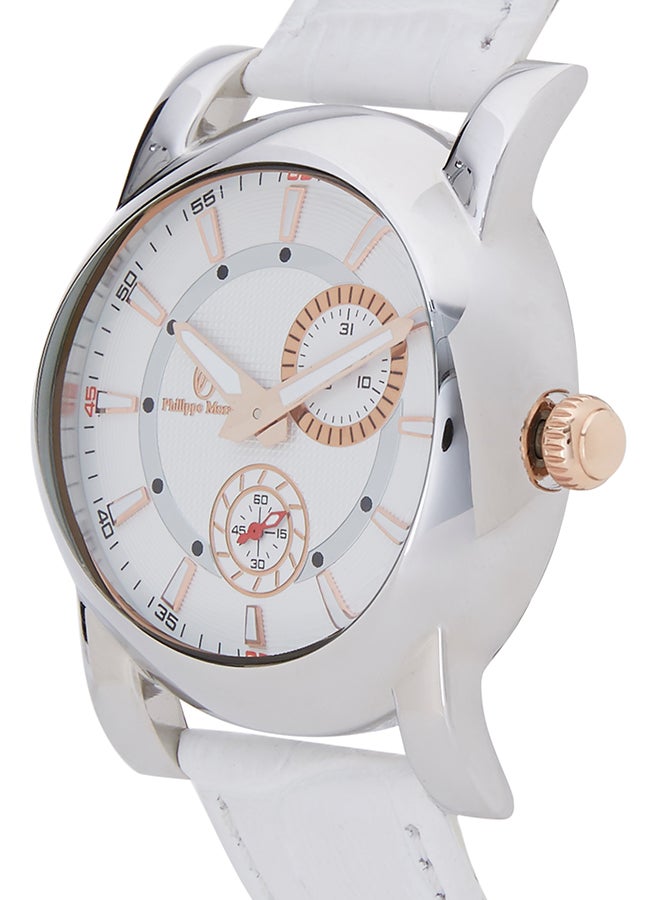 فيليب مورالي السويسرية ساعة يد بعقارب طراز L1423CRWW - مقاس 34 مم - لون أبيض للرجال - Image 3