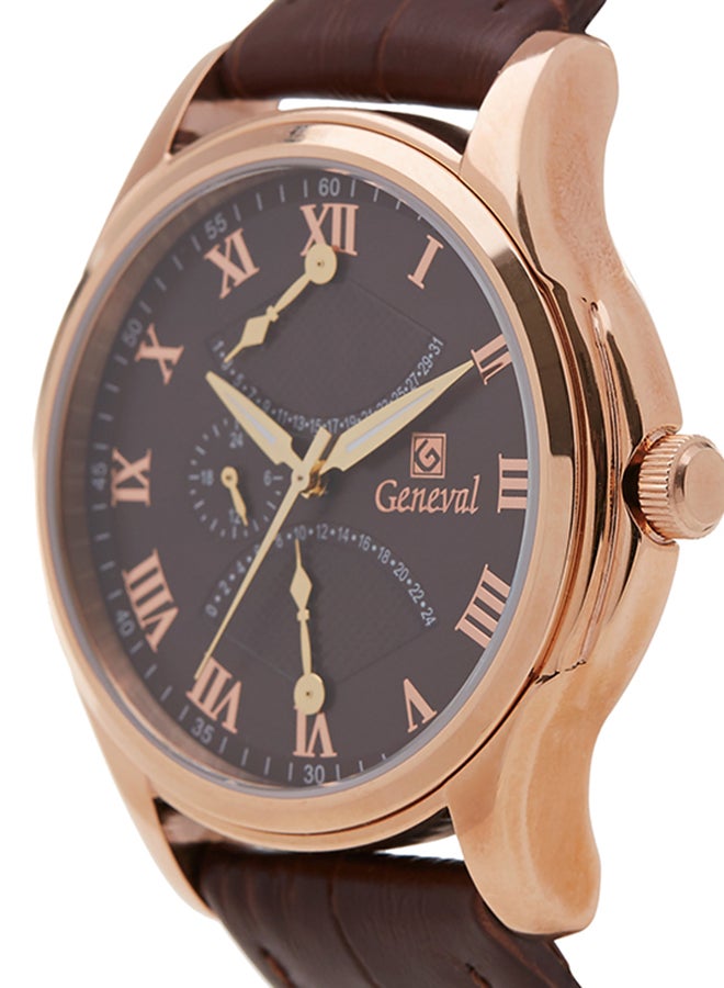 Geneval of Switzerland men Analog Wrist Watch GL1617ROO - 37 mm - Brown  - Image 3
