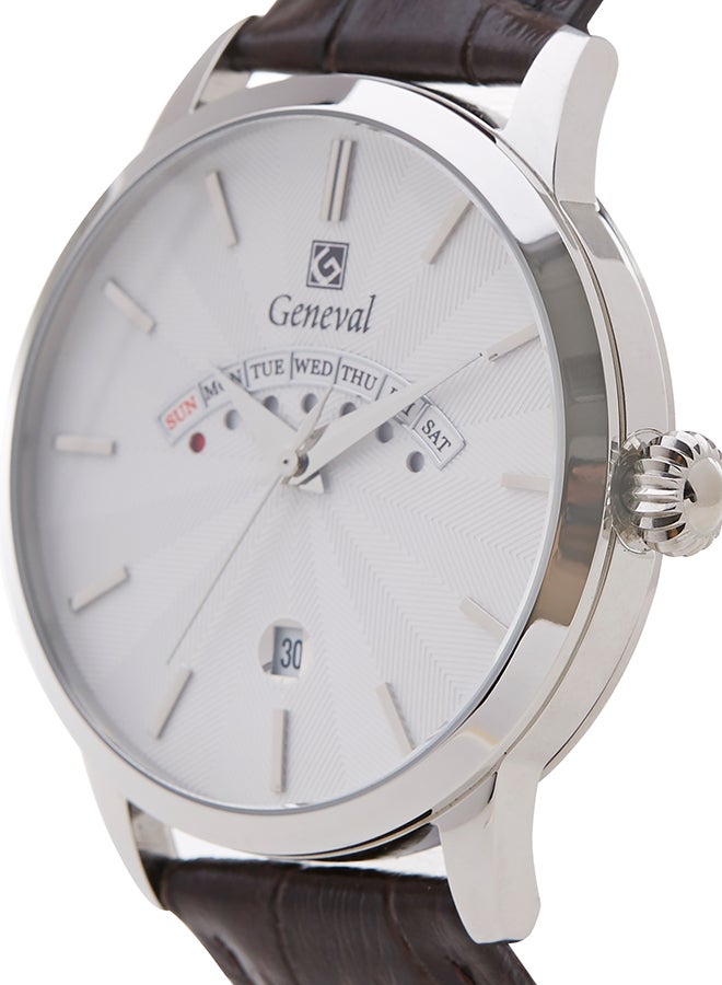 جينيفال من سويسرا ساعة يد بعقارب طراز GL1511WWO - 38 مم - لون بني للرجال - Image 3