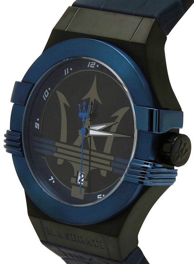 مازيراتي ساعة يد بوتنزا كوارتز بسوارمن جلد التمساح المزين بنقوش بارزة طراز R8851108007 للرجال - Image 2