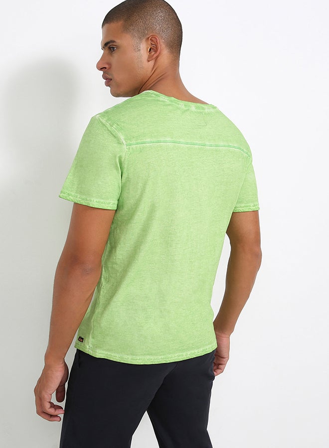 Lois V-Neck Washed T-Shirt Green  - Image 2