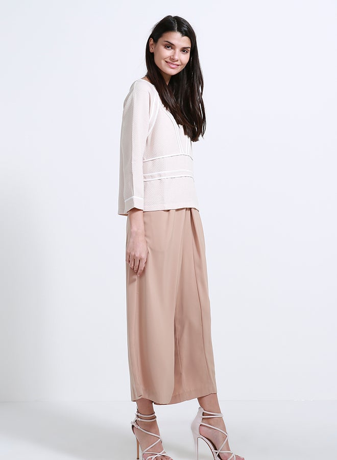 Miella - Panel Detail Shirt Beige - Image 1