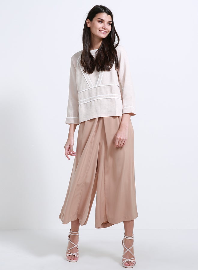 Miella - Panel Detail Shirt Beige - Image 1