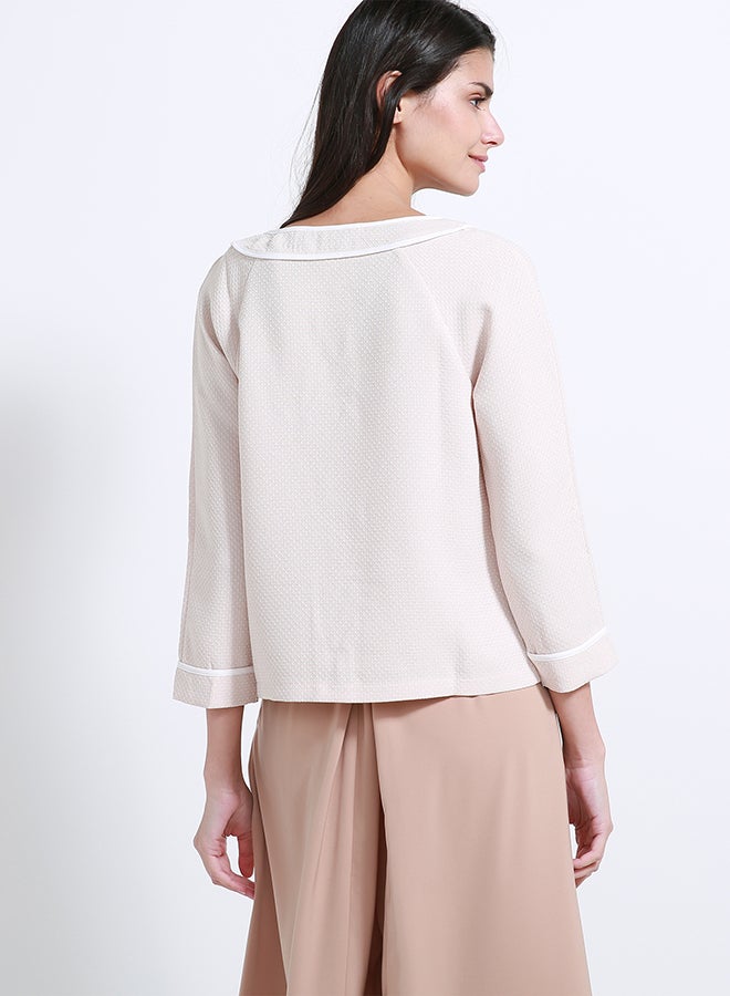 Miella - Panel Detail Shirt Beige - Image 1
