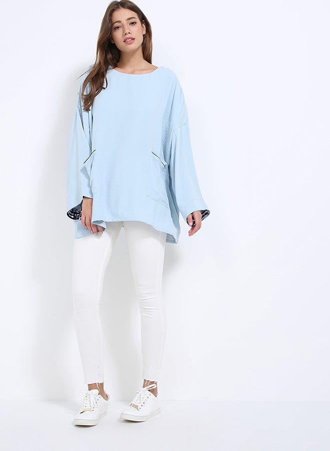 ميلا بلوزة شفافة أزرق فاتح - Image 3