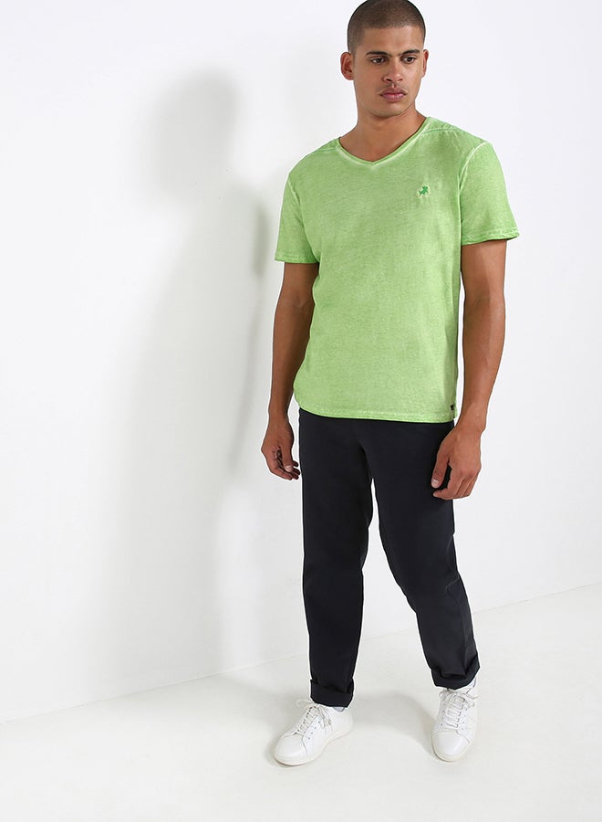 Lois V-Neck Washed T-Shirt Green  - Image 3