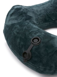 air comfy Push-Button Inflatable Daydreamer Neck Pillow With Airplane Travel Packsack And Luggage Clip Velvet Grey  - Image 2
