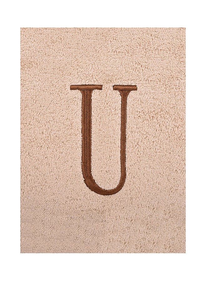 Style Premiere Embroidered U Bath Towel Beige 76x140cm  - Image 3