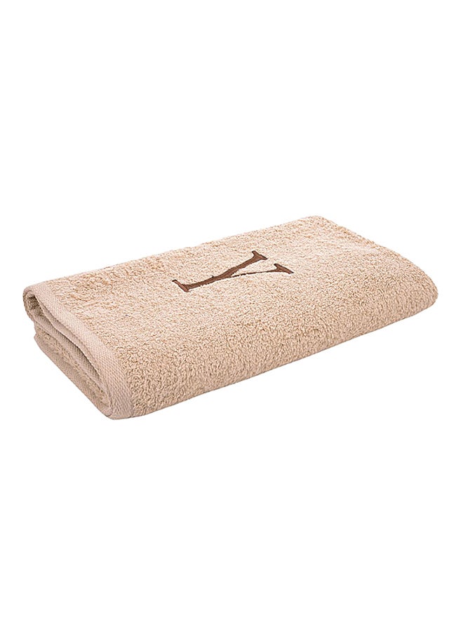 Style Premiere Embroidered Y Bath Towel Beige 76x140cm  - Image 1