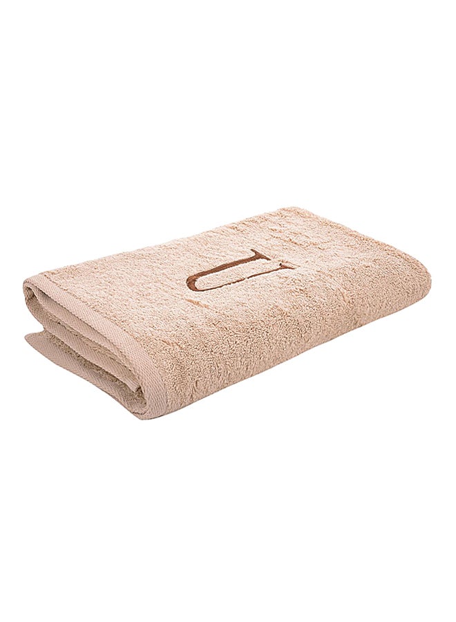 Style Premiere Embroidered U Bath Towel Beige 76x140cm  - Image 1