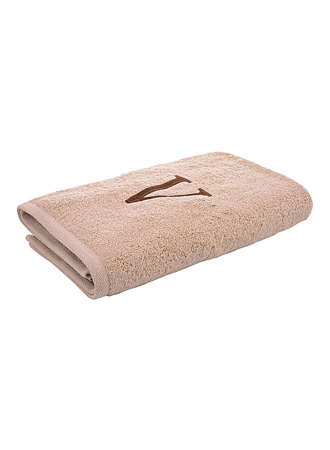 Style Premiere Embroidered V Bath Towel Beige 76x140cm  - Image 1