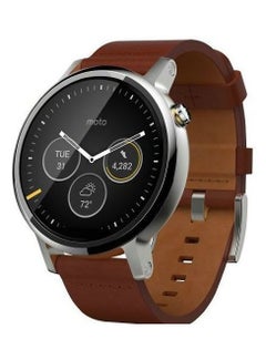 Moto 360 2nd Generation Smartwatch 46mm Silver Case With Brown Leather Band