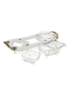 AZAD Tray With 3 Candy Dish Handle Gold 37cm  - Image 3