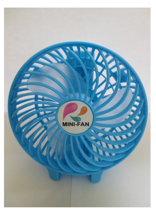 Generic - Portable Mini Hand And Desk Fan With Rechargeable Battery And Usb Cable Blue Blue - Image 1