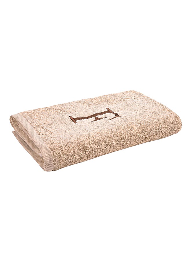 Style Premiere Embroidered F Bath Towel Beige 76x140cm  - Image 1