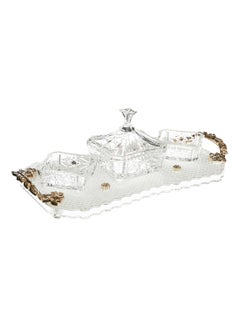 AZAD Tray With 3 Candy Dish Handle Gold 37cm  - Image 2