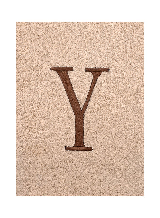 Style Premiere Embroidered Y Bath Towel Beige 76x140cm  - Image 2