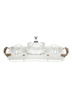 AZAD Tray With 3 Candy Dish Handle Gold 37cm  - Image 1