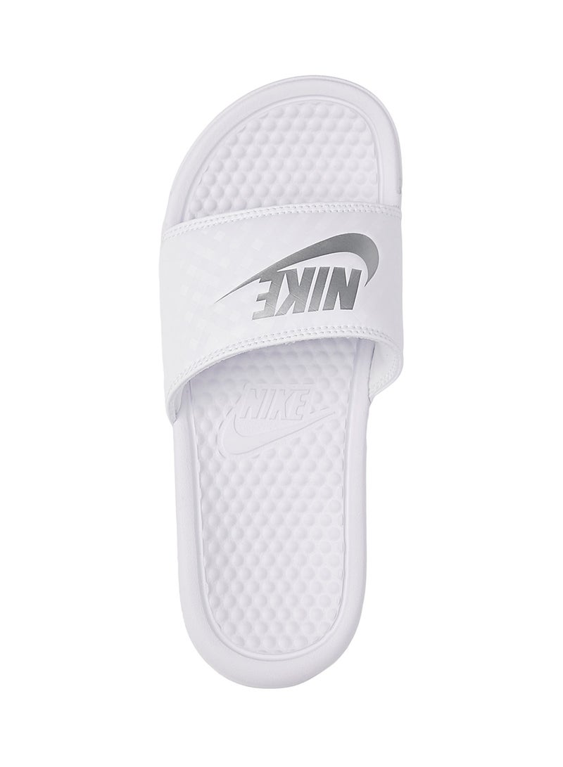 Nike Women's Benassi JDI White/Metallic Silver - Image 2
