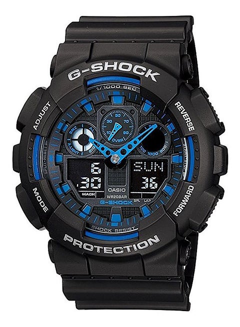 Men's Round Shape Resin Band Analog & Digital Wrist Watch 51 mm - Black - GA-100-1A2