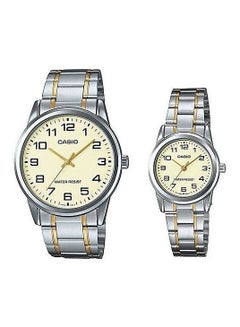 Stainless Steel Analog Quartz Watch Set MTP/LTP-V001SG-9BUDF