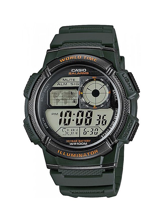 CASIO Men's Stainless Steel Digital Quartz Watch AE-1000W-3A - 40 mm - Green - Image 1