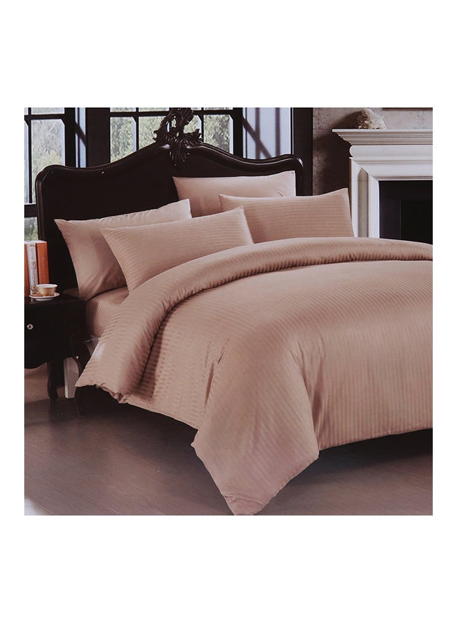 Cannon - 4-Piece Hotel Line Stripe Comforter Set Cotton Brown Twin - Image 1