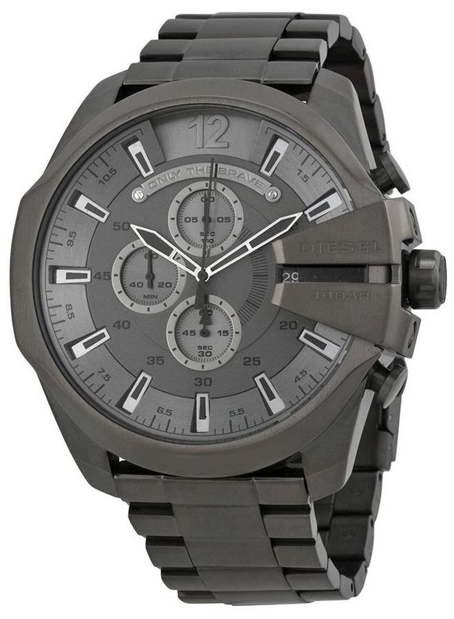 DIESEL Men's Mega Chief Round Shape Stainless Steel Chronograph Wrist Watch 49 mm - Black - DZ4282 - Image 1
