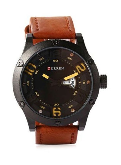 men Leather Analog Watch CU-8251-Y