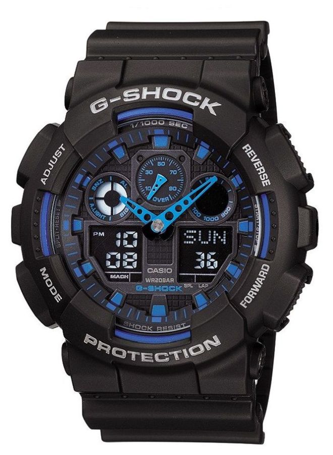 G-SHOCK men Round Shape Rubber Strap Analog & Digital Wrist Watch 51 mm - Black - GA100-1A2 - Image 1