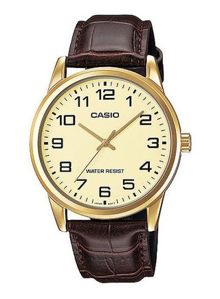 Men's Leather Analog Watch MTP-V001GL-9BUDF - 38 mm - Brown - v1506881606/N11943441A_1