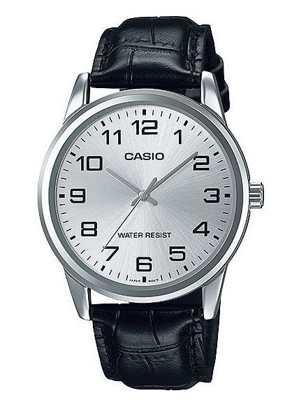CASIO Men's Leather Analog Watch MTP-V001L-7BUDF - 42 mm - Black - Image 1