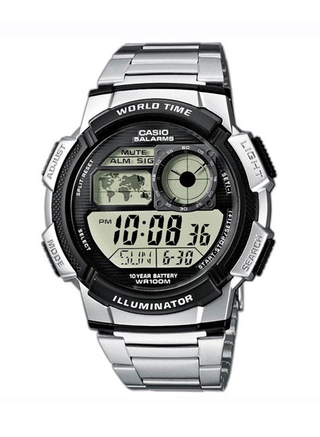 CASIO Men's Youth Series Water Resistant Stainless Steel Digital Watch AE-1000WD-1AVDF - 44 mm - Silver  - Image 1
