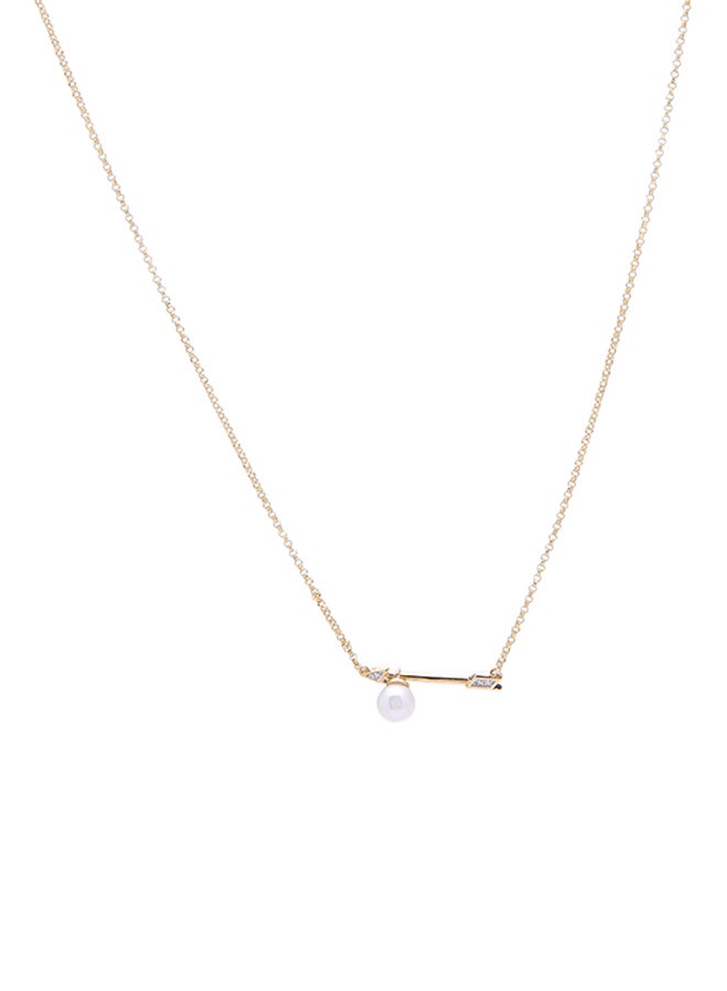 damas - Kiku 18K Gold Arrow Motif Pearl And Diamond Necklace - Image 1