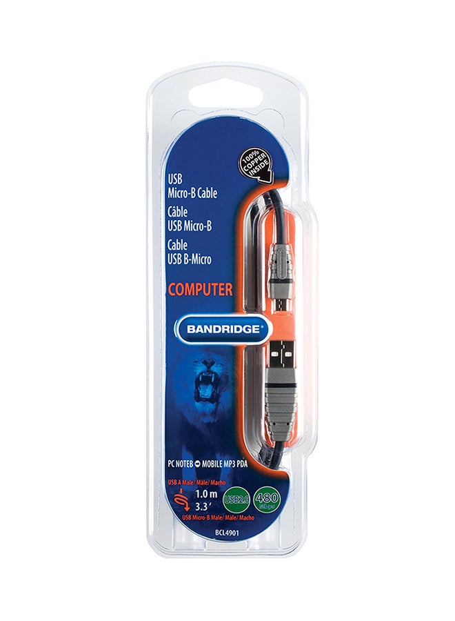 Bandridge USB To Micro-B Cable Blue  - Image 3