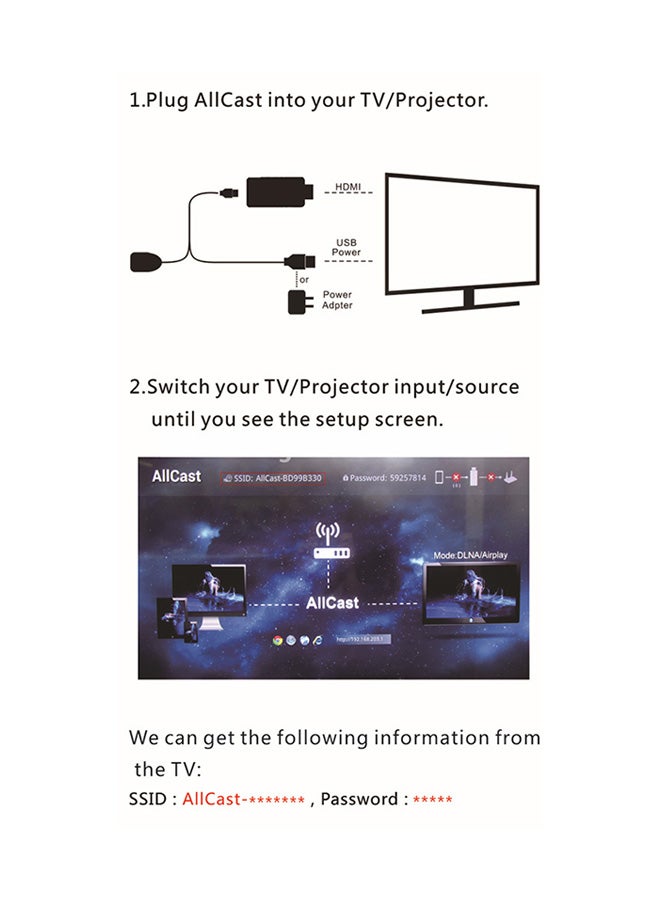 Generic - Allcast M2 Pro Wi-Fi EZcast DLNA Miracast AirPlay Mirroring Display Dongle Black - Image 1