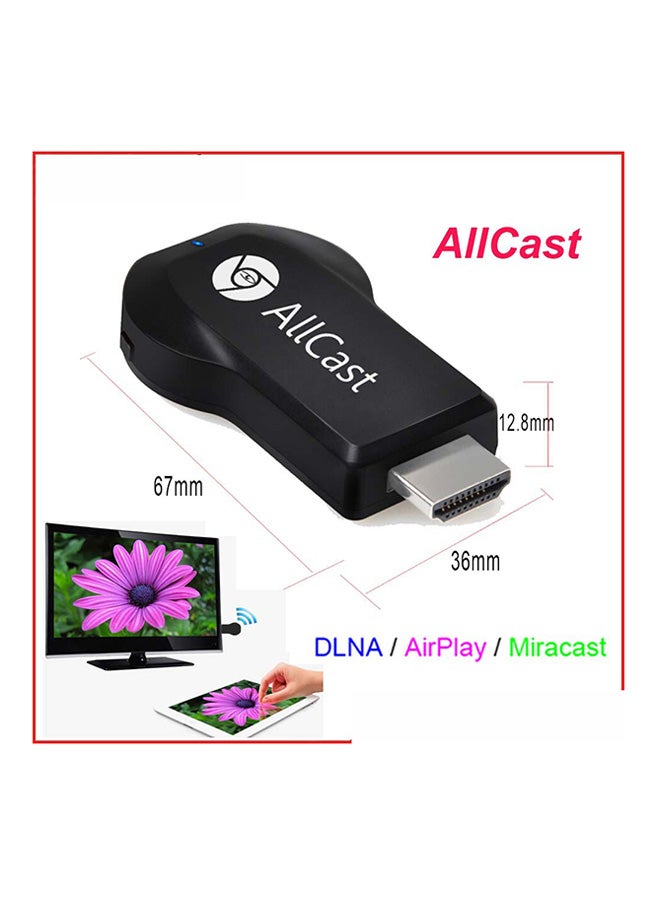 Generic - Allcast M2 Pro Wi-Fi EZcast DLNA Miracast AirPlay Mirroring Display Dongle Black - Image 1