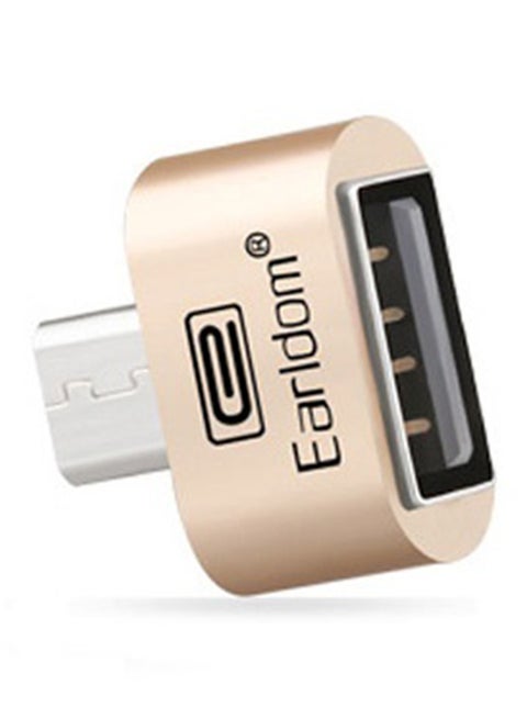 USB To Micro USB 2.0 OTG Universal Adapter For Smartphones Gold