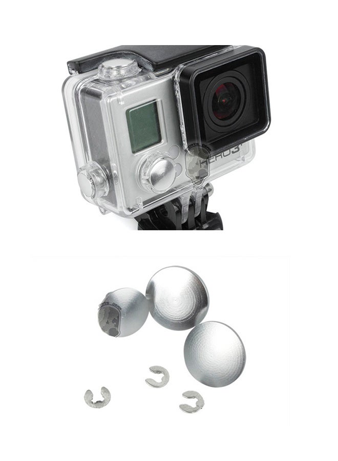 TMC - Aluminum Anodized Color Button Set For GoPro 3 Plus Housing Silver - Image 1