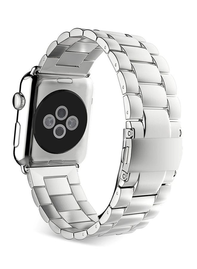 Ozone Stainless Steel Clasp Closure Wristband Replacement Strap For Apple Watch Series 3/2/1 Silver - Image 1