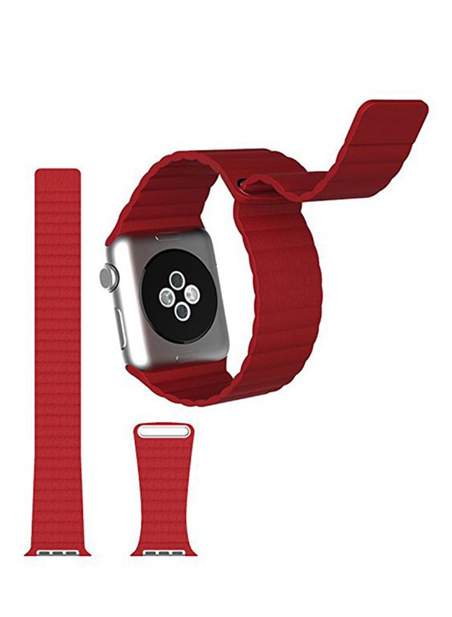 Ozone Magnetic Leather Wrist Loop Strap For Apple Watch 38mm Deep Red - Image 4