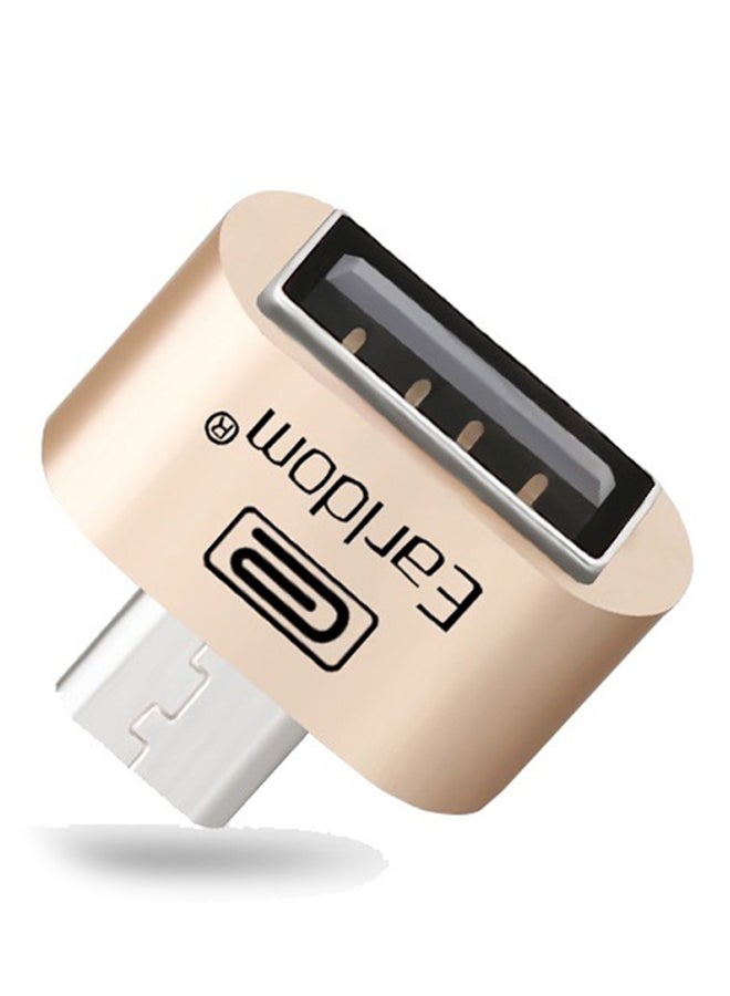 USB To Micro USB 2.0 OTG Universal Adapter For Smartphones Gold