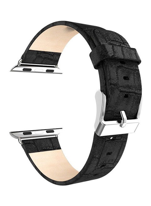 Leather Replacement Strap For Apple Watch Series 3/2/1 Black