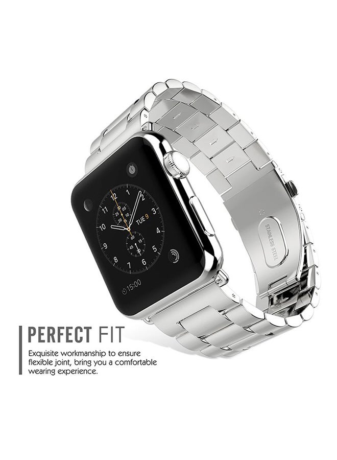 Ozone Stainless Steel Clasp Closure Wristband Replacement Strap For Apple Watch Series 3/2/1 Silver - Image 2