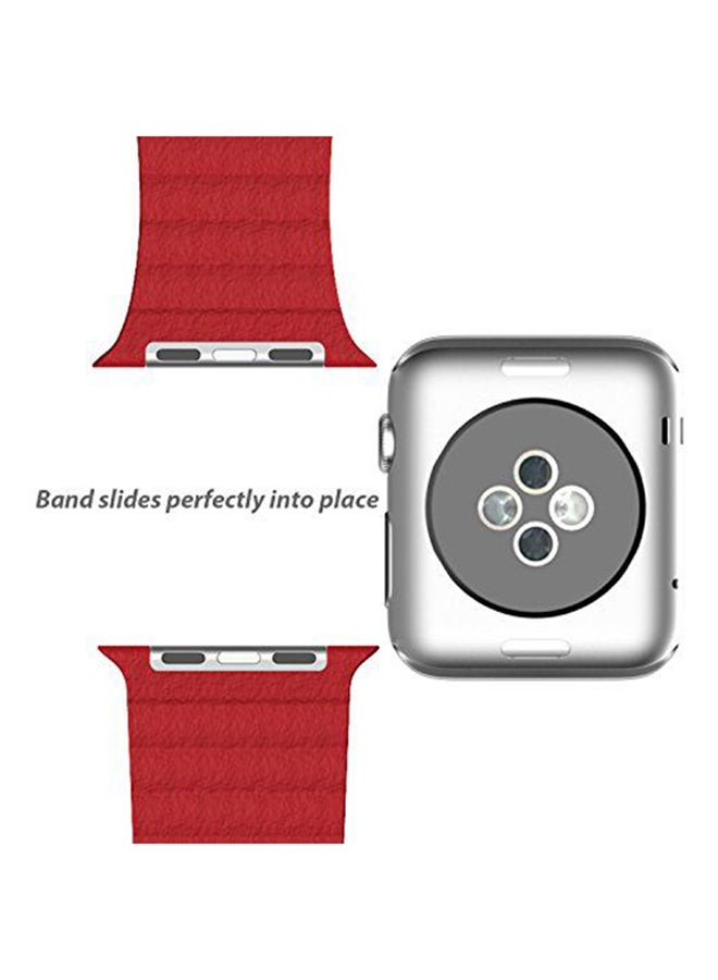 Ozone Magnetic Leather Wrist Loop Strap For Apple Watch 38mm Deep Red - Image 2
